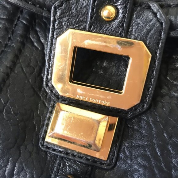 Juicy Couture Y2K Mini Chain Strap Leather Bag WOC Gold Tone hardware Turn Lock - Picture 7 of 16